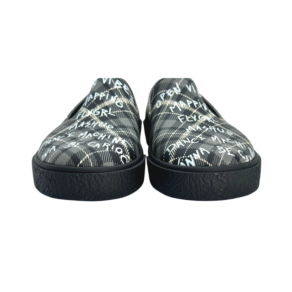 Melissa Ground Black Gray Tartan PVC Slip-On Sneakers 8 - Picture 3 of 9